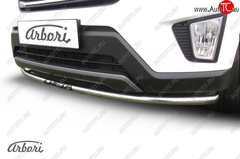 14 579 р. Защита переднего бампера Arbori (с надписью, нержавейка, 1 труба d42 mm).  Hyundai Creta  GS (2015-2021) дорестайлинг, рестайлинг  с доставкой в г. Кемерово