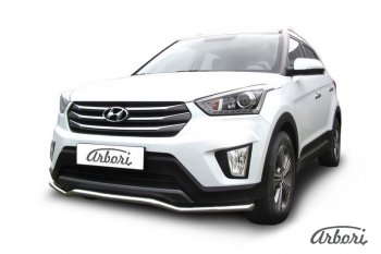 4 799 р. Защита переднего бампера Arbori (волна, нержавейка, 1 труба d42 mm).  Hyundai Creta  GS (2015-2021) дорестайлинг, рестайлинг  с доставкой в г. Кемерово. Увеличить фотографию 1