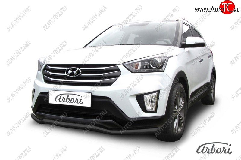 6 029 р. Защита переднего бампера Arbori (волна, черная, 1 труба d57 mm). Hyundai Creta GS рестайлинг (2019-2021)  с доставкой в г. Кемерово