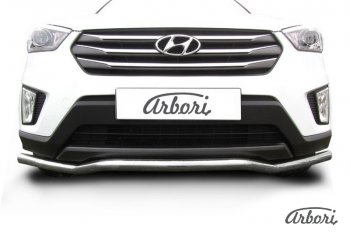 26 999 р. Защита переднего бампера Arbori (волна, нержавейка, 1 труба d57 mm).  Hyundai Creta  GS (2015-2021) дорестайлинг, рестайлинг  с доставкой в г. Кемерово. Увеличить фотографию 2