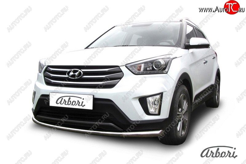 4 899 р. Защита переднего бампера Arbori (нержавейка, 1 труба d57 mm). Hyundai Creta GS рестайлинг (2019-2021)  с доставкой в г. Кемерово