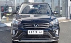 17 299 р. Защита переднего бампера (2 трубыØ42 мм, нержавейка) SLITKOFF  Hyundai Creta  GS (2015-2021) дорестайлинг, рестайлинг  с доставкой в г. Кемерово. Увеличить фотографию 1