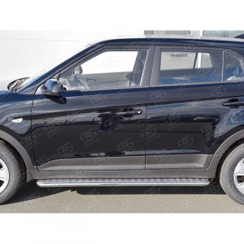 22 999 р. Широкая защита порогов с трубой d42 мм SLITKOFF v2  Hyundai Creta  GS (2015-2021) дорестайлинг, рестайлинг  с доставкой в г. Кемерово. Увеличить фотографию 2