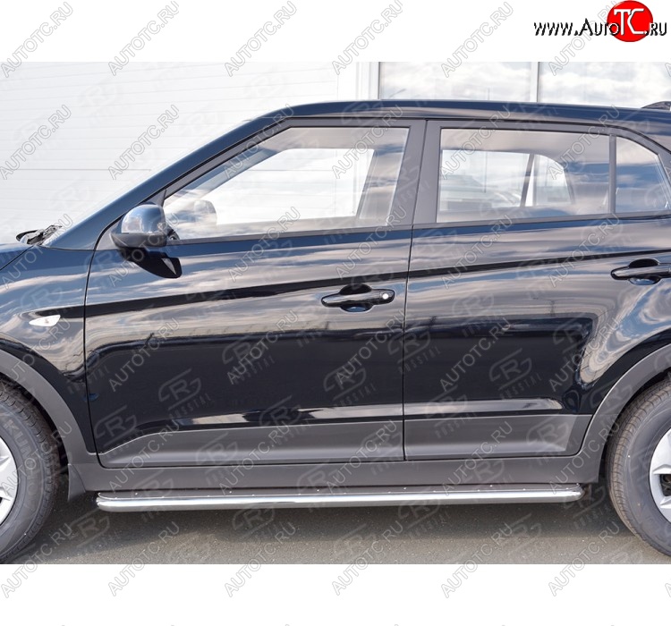 35 549 р. Порожки для ног (труба Ø42) SLITKOFF  Hyundai Creta  GS (2015-2021) дорестайлинг, рестайлинг (Вариант 3 (лист нерж, проф. нерж))  с доставкой в г. Кемерово