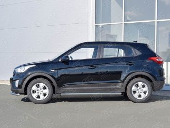 18 799 р. Защита порогов из круглой трубы диаметром 63 мм SLITKOFF v2 Hyundai Creta GS рестайлинг (2019-2021)  с доставкой в г. Кемерово. Увеличить фотографию 3