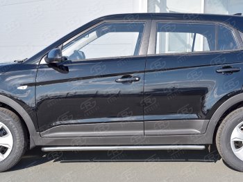 16 549 р. Защита порогов из круглой трубы d42 мм SLITKOFF v3 Hyundai Creta GS рестайлинг (2019-2021)  с доставкой в г. Кемерово. Увеличить фотографию 2