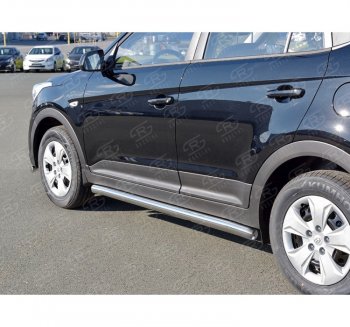 19 549 р. Защита порогов из круглой трубы диаметром 63 мм SLITKOFF v3 Hyundai Creta GS рестайлинг (2019-2021)  с доставкой в г. Кемерово. Увеличить фотографию 2