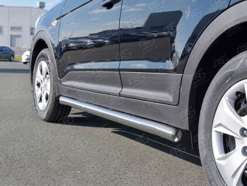 Защита порогов из круглой трубы диаметром 63 мм SLITKOFF v3 Hyundai Creta GS дорестайлинг (2015-2019)