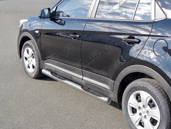 11 249 р. Защита порогов с пластиковыми вставками для ног SLITKOFF Hyundai Creta GS рестайлинг (2019-2021)  с доставкой в г. Кемерово. Увеличить фотографию 2