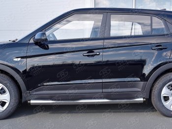 11 249 р. Защита порогов с пластиковыми вставками для ног SLITKOFF Hyundai Creta GS рестайлинг (2019-2021)  с доставкой в г. Кемерово. Увеличить фотографию 4