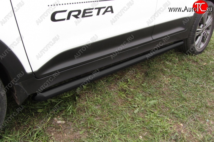 10 649 р. Защита порогов из труб d57 Slitkoff Hyundai Creta GS рестайлинг (2019-2021) (Цвет: серебристый)  с доставкой в г. Кемерово