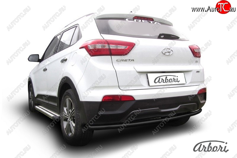 5 399 р. Защита заднего бампера Arbori (черная, 1 труба d42 mm). Hyundai Creta GS дорестайлинг (2015-2019)  с доставкой в г. Кемерово