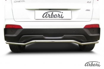 10 979 р. Защита заднего бампера Arbori (скоба, нержавейка, 1 труба d42 mm).  Hyundai Creta  GS (2015-2021) дорестайлинг, рестайлинг  с доставкой в г. Кемерово. Увеличить фотографию 2