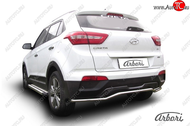 10 979 р. Защита заднего бампера Arbori (скоба, нержавейка, 1 труба d42 mm).  Hyundai Creta  GS (2015-2021) дорестайлинг, рестайлинг  с доставкой в г. Кемерово