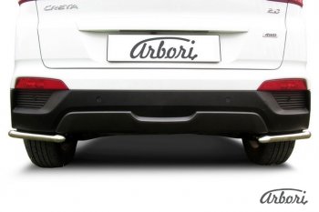 3 689 р. Защита заднего бампера Arbori (уголки, нержавейка, 1 труба d42 mm). Hyundai Creta GS дорестайлинг (2015-2019)  с доставкой в г. Кемерово. Увеличить фотографию 2
