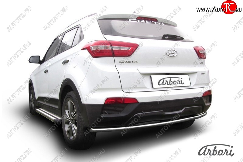 19 649 р. Защита заднего бампера Arbori (нержавейка, 1 труба d42 mm).  Hyundai Creta  GS (2015-2021) дорестайлинг, рестайлинг  с доставкой в г. Кемерово