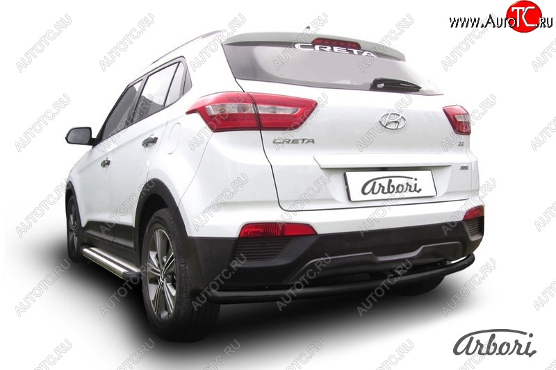 7 469 р. Защита заднего бампера Arbori (черная, 1 труба d57 mm). Hyundai Creta GS дорестайлинг (2015-2019)  с доставкой в г. Кемерово
