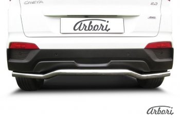 5 199 р. Защита заднего бампера Arbori (скоба, нержавейка, 1 труба d57 mm). Hyundai Creta GS дорестайлинг (2015-2019)  с доставкой в г. Кемерово. Увеличить фотографию 2
