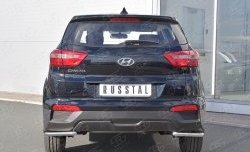 12 599 р. Защита заднего бампера (Ø42 мм уголки, нержавейка) SLITKOFF  Hyundai Creta  GS (2015-2021) дорестайлинг, рестайлинг  с доставкой в г. Кемерово. Увеличить фотографию 1