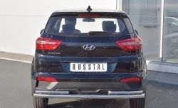 Защита заднего бампера (2 трубы Ø63 и 42 мм, нержавейка) SLITKOFF Hyundai Creta  GS (2015-2021) дорестайлинг, рестайлинг