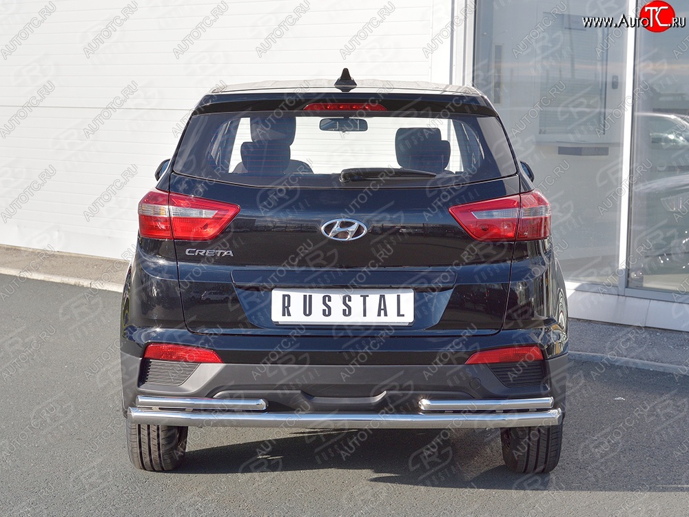 16 699 р. Защита заднего бампера (2 трубы Ø63 и 42 мм, нержавейка) SLITKOFF  Hyundai Creta  GS (2015-2021) дорестайлинг, рестайлинг  с доставкой в г. Кемерово