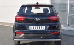 Защита заднего бампера (Ø63 мм, нержавейка) SLITKOFF Hyundai Creta  GS (2015-2021) дорестайлинг, рестайлинг