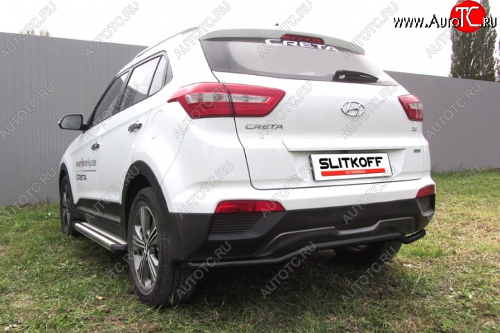 7 749 р. Защита заднего бампера из трубы d42 Slitkoff (волна) Hyundai Creta GS дорестайлинг (2015-2019) (Цвет: серебристый)  с доставкой в г. Кемерово