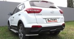 Защита заднего бампера из двух боковых уголков диаметром 42 мм Slitkoff Hyundai Creta  GS (2015-2021) дорестайлинг, рестайлинг