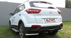Защита заднего бампера из двух боковых уголков диаметром 57 мм Slitkoff Hyundai Creta  GS (2015-2021) дорестайлинг, рестайлинг