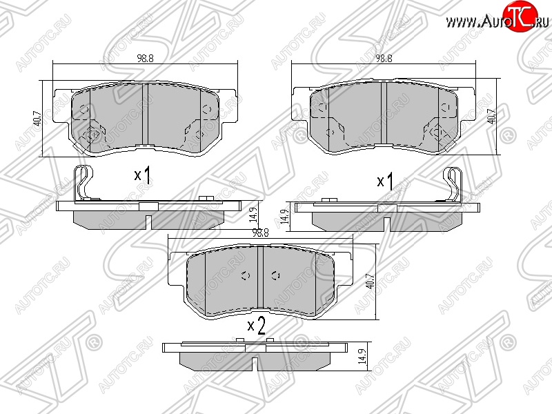 869 р. Колодки тормозные SAT (задние)  Hyundai Elantra  XD - Sonata ( Y3,  NF)  с доставкой в г. Кемерово