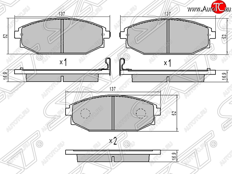 999 р. Колодки тормозные SAT (передние)  Hyundai Galloper (1998-2003), KIA Sorento  BL (2002-2010), Mitsubishi Pajero ( 2 V30/V40 5 дв.,  2 V20,  2 V30/V40) (1991-1999)  с доставкой в г. Кемерово