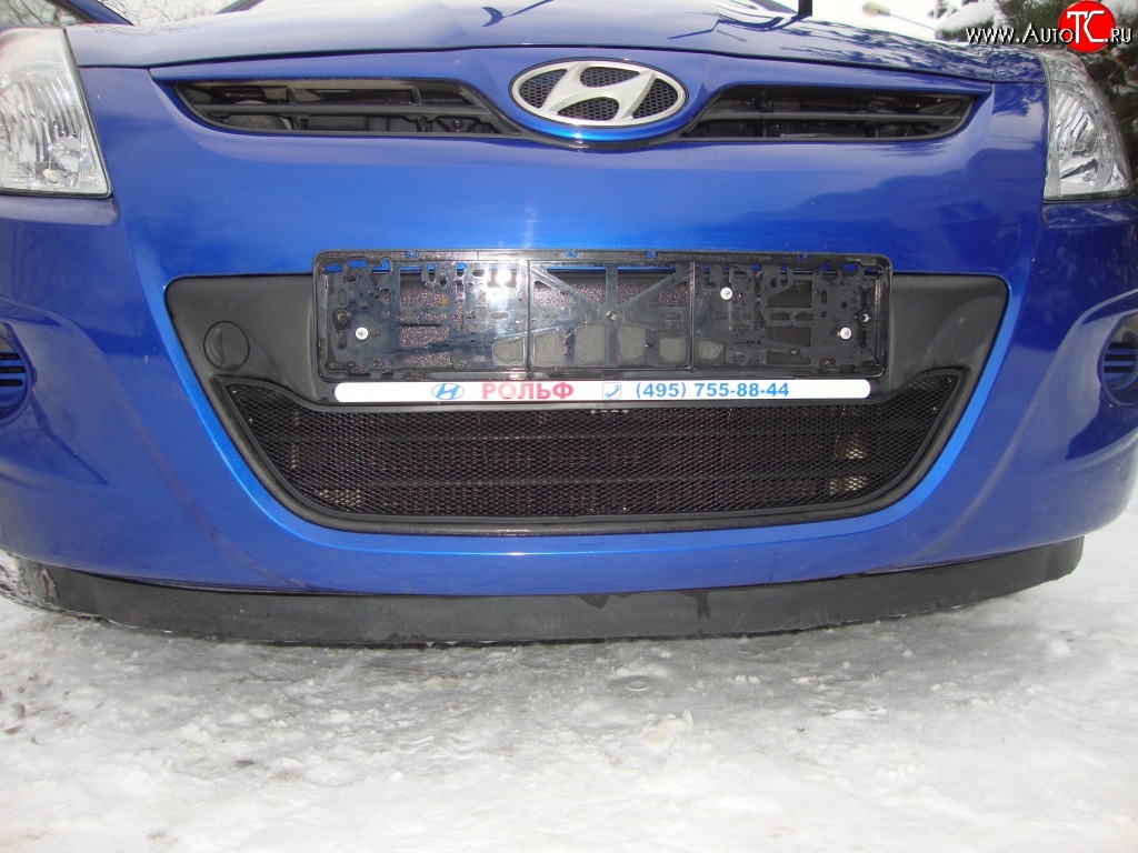 1 469 р. Сетка на бампер Russtal (черная) Hyundai i20 PB хэтчбэк дорестайлинг (2008-2012)  с доставкой в г. Кемерово