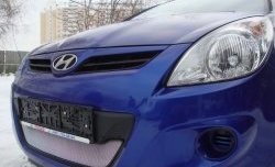 1 539 р. Сетка на бампер Russtal (хром)  Hyundai i20  PB (2008-2012) хэтчбэк дорестайлинг  с доставкой в г. Кемерово. Увеличить фотографию 3