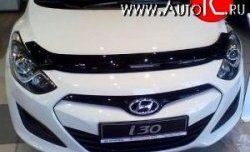 2 899 р. Дефлектор капота NovLine  Hyundai I30  2 GD (2011-2017) дорестайлинг универсал, дорестайлинг, хэтчбэк 5 дв., рестайлинг универсал, рестайлинг, хэтчбэк 5 дв.  с доставкой в г. Кемерово. Увеличить фотографию 1