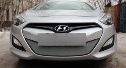 1 539 р. Сетка на бампер Russtal (хром)  Hyundai I30  2 GD (2011-2015) дорестайлинг универсал, дорестайлинг, хэтчбэк 5 дв.  с доставкой в г. Кемерово. Увеличить фотографию 1