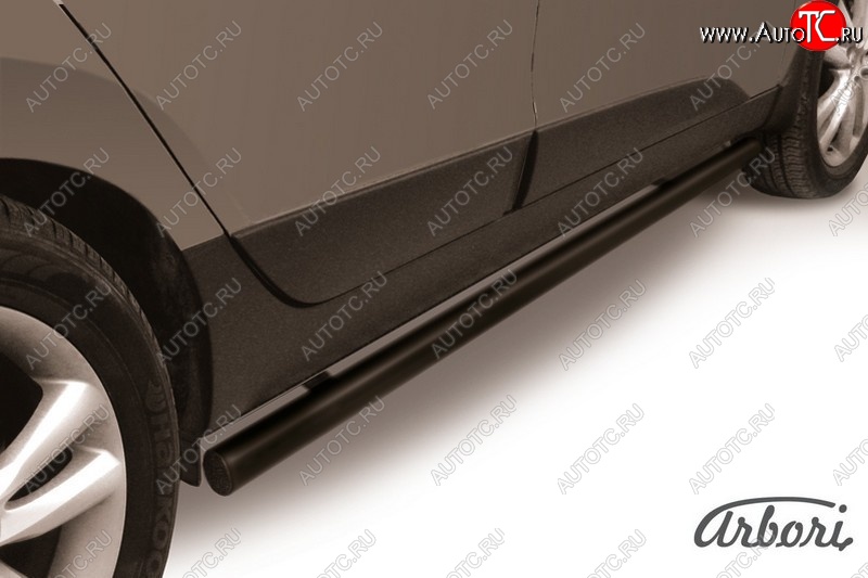 6 299 р. Защита заднего бампера Arbori (черная, 1 труба d57 mm). Hyundai IX35 LM дорестайлинг (2009-2013)  с доставкой в г. Кемерово