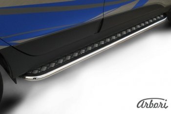 15 299 р. Защита штатных порогов с листом Arbori (нержавейка, алюминий, d57) Hyundai IX35 LM дорестайлинг (2009-2013)  с доставкой в г. Кемерово. Увеличить фотографию 1