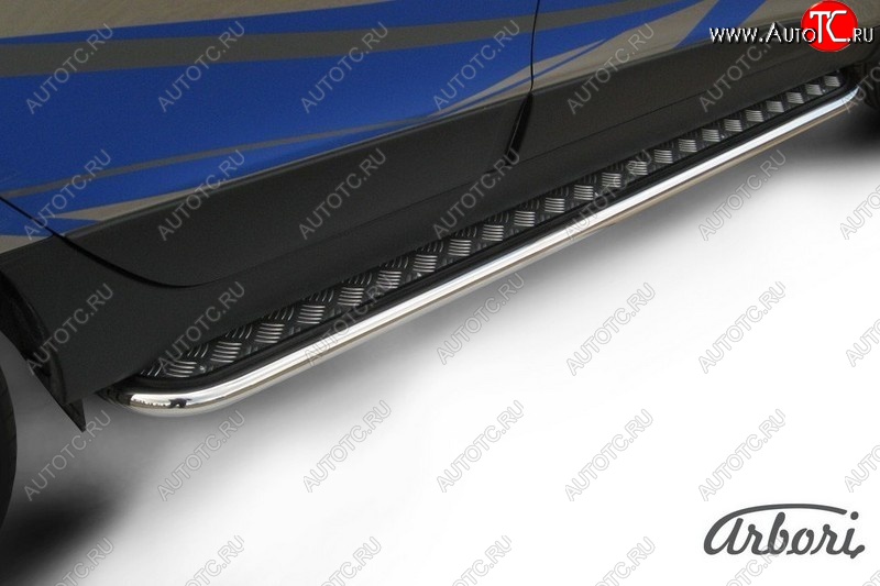 15 299 р. Защита штатных порогов с листом Arbori (нержавейка, алюминий, d57) Hyundai IX35 LM дорестайлинг (2009-2013)  с доставкой в г. Кемерово