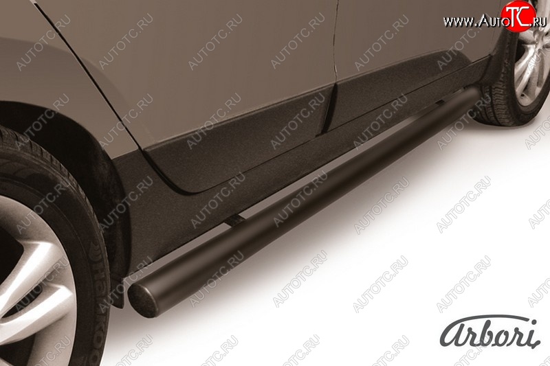 7 199 р. Защита штатных порогов Arbori (черная, d76 mm). Hyundai IX35 LM дорестайлинг (2009-2013)  с доставкой в г. Кемерово