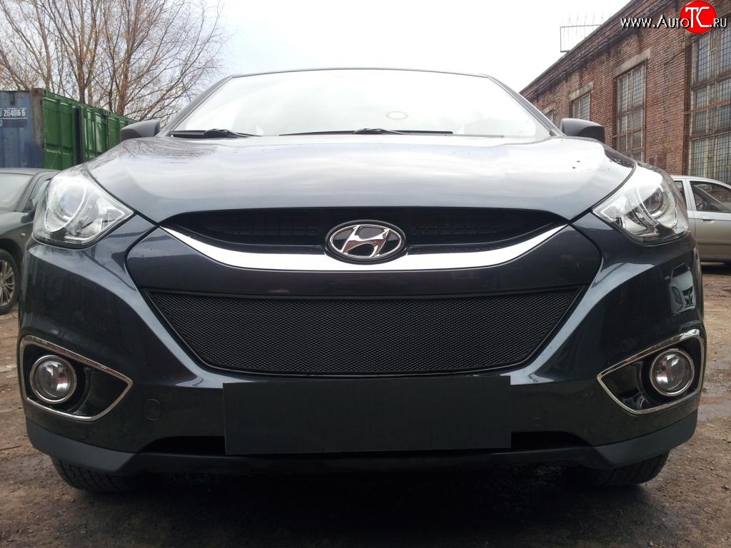 2 089 р. Сетка на бампер Russtal (черная) Hyundai IX35 LM дорестайлинг (2009-2013)  с доставкой в г. Кемерово