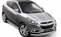 11 899 р. Двойная защита переднего бампера из труб диаметром 63 и 51 мм Petroil Tuning  Hyundai IX35  LM (2009-2018) дорестайлинг, рестайлинг (Нержавеющая полированная сталь)  с доставкой в г. Кемерово. Увеличить фотографию 2