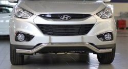 Фигурная защита переднего бампера диаметром 63 мм Petroil Tuning Hyundai IX35  LM (2009-2018) дорестайлинг, рестайлинг (Нержавеющая полированная сталь)