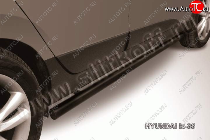 9 999 р. Защита порогов из трубы d57 Slitkoff Hyundai IX35 LM дорестайлинг (2009-2013) (Цвет: серебристый)  с доставкой в г. Кемерово