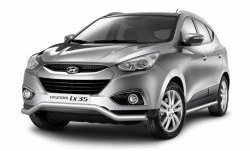 8 599 р. Защита порогов из круглой трубы диаметром 63 мм Petroil Tuning  Hyundai IX35  LM (2009-2018) дорестайлинг, рестайлинг (Нержавеющая полированная сталь)  с доставкой в г. Кемерово. Увеличить фотографию 3