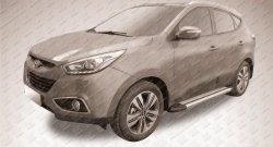 10 699 р. Алюминиевые пороги Slitkoff Luxe Silver  Hyundai IX35  LM (2009-2018) дорестайлинг, рестайлинг  с доставкой в г. Кемерово. Увеличить фотографию 2