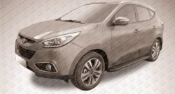 13 349 р. Алюминиевые пороги Slitkoff Optima Black Hyundai IX35 LM рестайлинг (2013-2018)  с доставкой в г. Кемерово. Увеличить фотографию 2