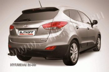 5 799 р. Защита заднего бампера из уголков d57 Slitkoff Hyundai IX35 LM дорестайлинг (2009-2013) (Цвет: серебристый)  с доставкой в г. Кемерово. Увеличить фотографию 1