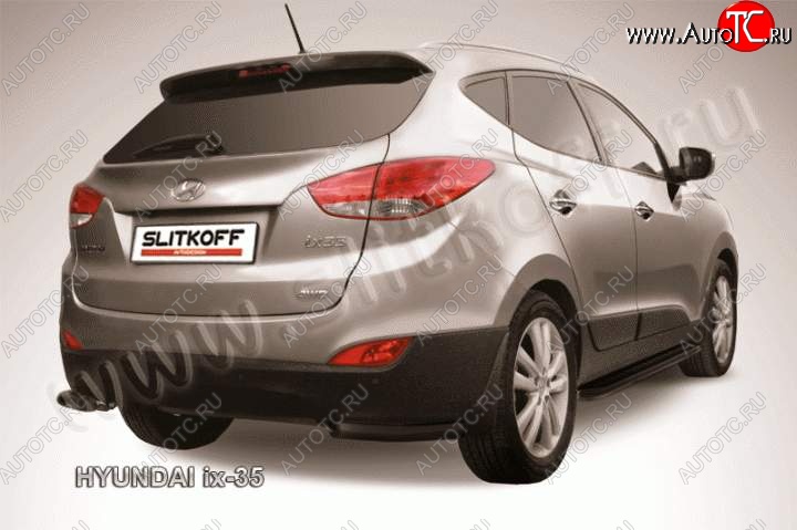 5 799 р. Защита заднего бампера из уголков d57 Slitkoff Hyundai IX35 LM дорестайлинг (2009-2013) (Цвет: серебристый)  с доставкой в г. Кемерово