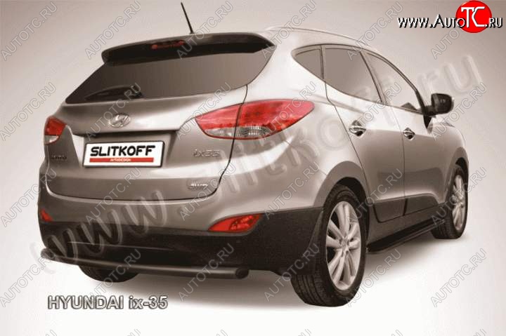 5 799 р. Защита заднего бампера из трубы d57 Slitkoff  Hyundai IX35  LM (2009-2018) дорестайлинг, рестайлинг (Цвет: серебристый)  с доставкой в г. Кемерово