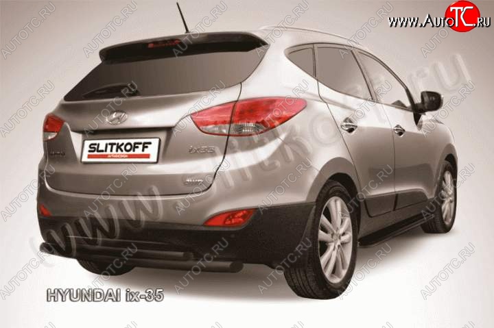 7 999 р. Защита заднего бампера из труб d57+d42 Slitkoff Hyundai IX35 LM дорестайлинг (2009-2013) (Цвет: серебристый)  с доставкой в г. Кемерово